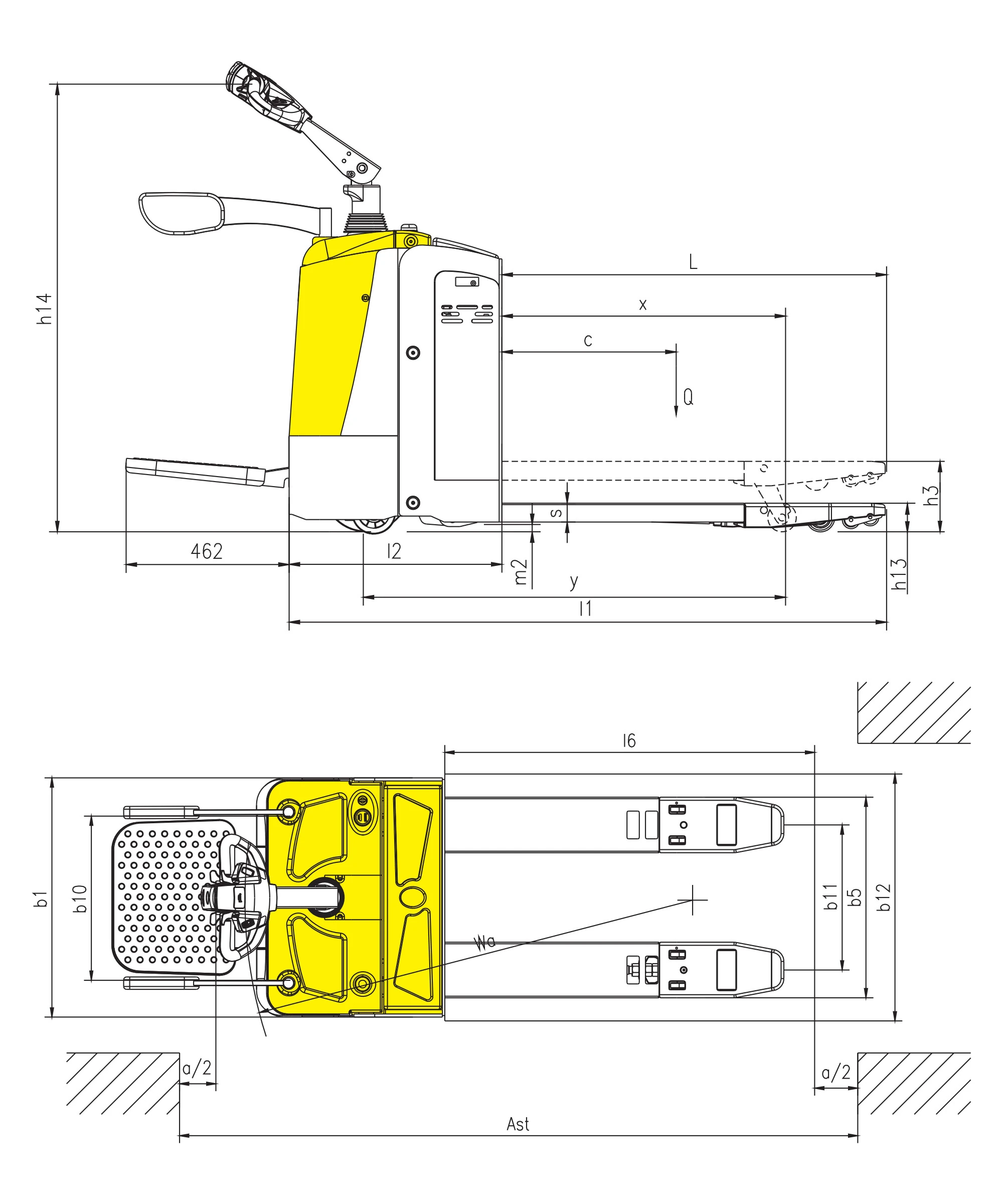 Transpalet electric industrial cu platformă EPV20-P/EPV25-P