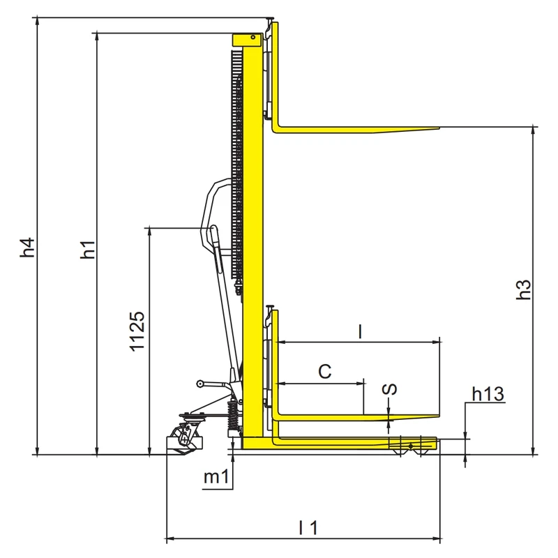 Stivuitor manual RVV-KPV pentru ridicarea paleților și mărfurilor grele