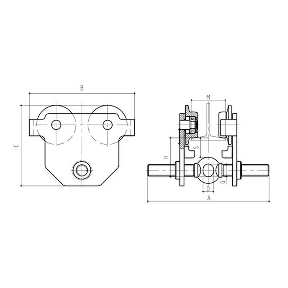 Cărucior manual de translație M-TROLLEY pentru palane pe grinzi tip I
